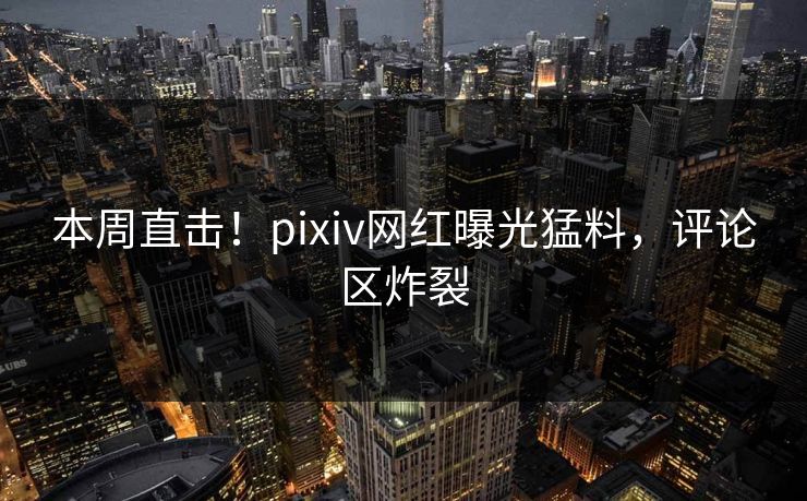本周直击！pixiv网红曝光猛料，评论区炸裂