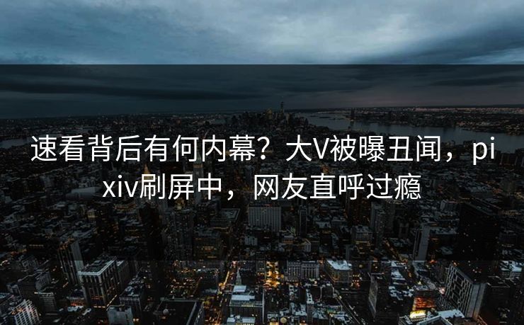 速看背后有何内幕？大V被曝丑闻，pixiv刷屏中，网友直呼过瘾