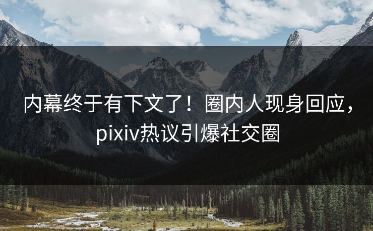 内幕终于有下文了！圈内人现身回应，pixiv热议引爆社交圈