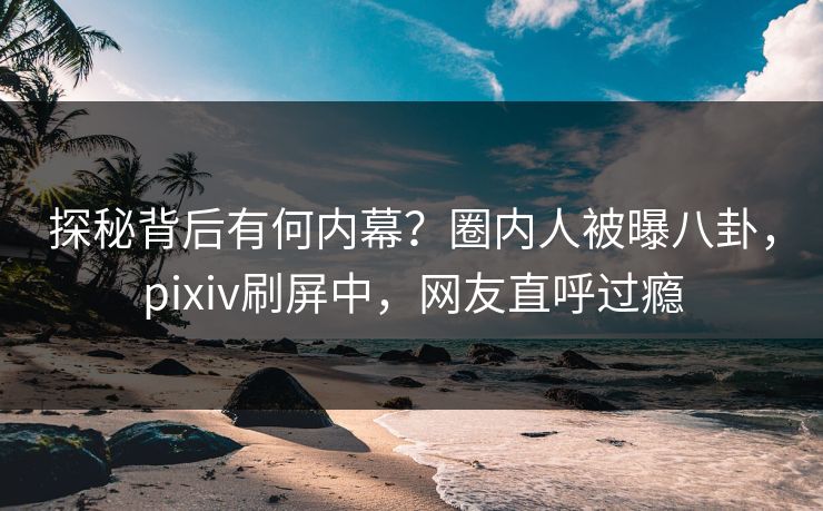 探秘背后有何内幕？圈内人被曝八卦，pixiv刷屏中，网友直呼过瘾