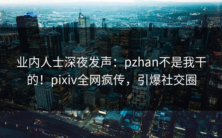 业内人士深夜发声：pzhan不是我干的！pixiv全网疯传，引爆社交圈