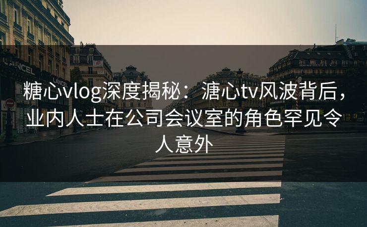 糖心vlog深度揭秘：溏心tv风波背后，业内人士在公司会议室的角色罕见令人意外