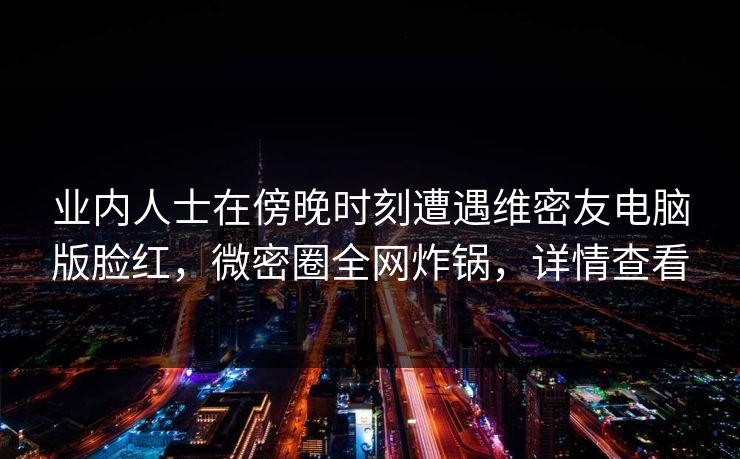 业内人士在傍晚时刻遭遇维密友电脑版脸红，微密圈全网炸锅，详情查看