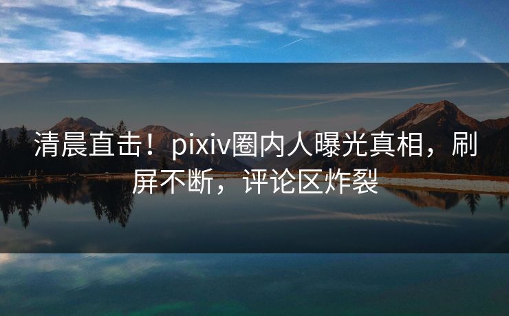 清晨直击！pixiv圈内人曝光真相，刷屏不断，评论区炸裂