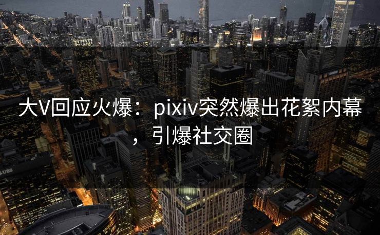 大V回应火爆：pixiv突然爆出花絮内幕，引爆社交圈