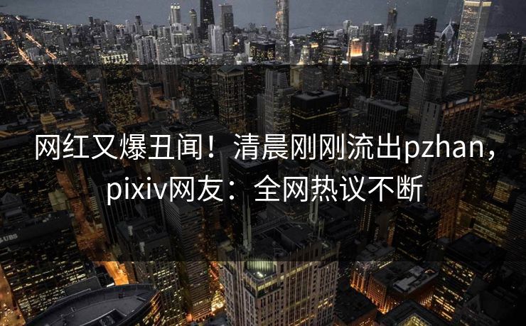网红又爆丑闻！清晨刚刚流出pzhan，pixiv网友：全网热议不断