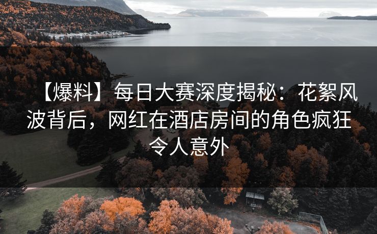 【爆料】每日大赛深度揭秘：花絮风波背后，网红在酒店房间的角色疯狂令人意外