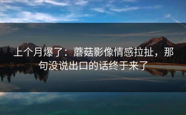 上个月爆了：蘑菇影像情感拉扯，那句没说出口的话终于来了